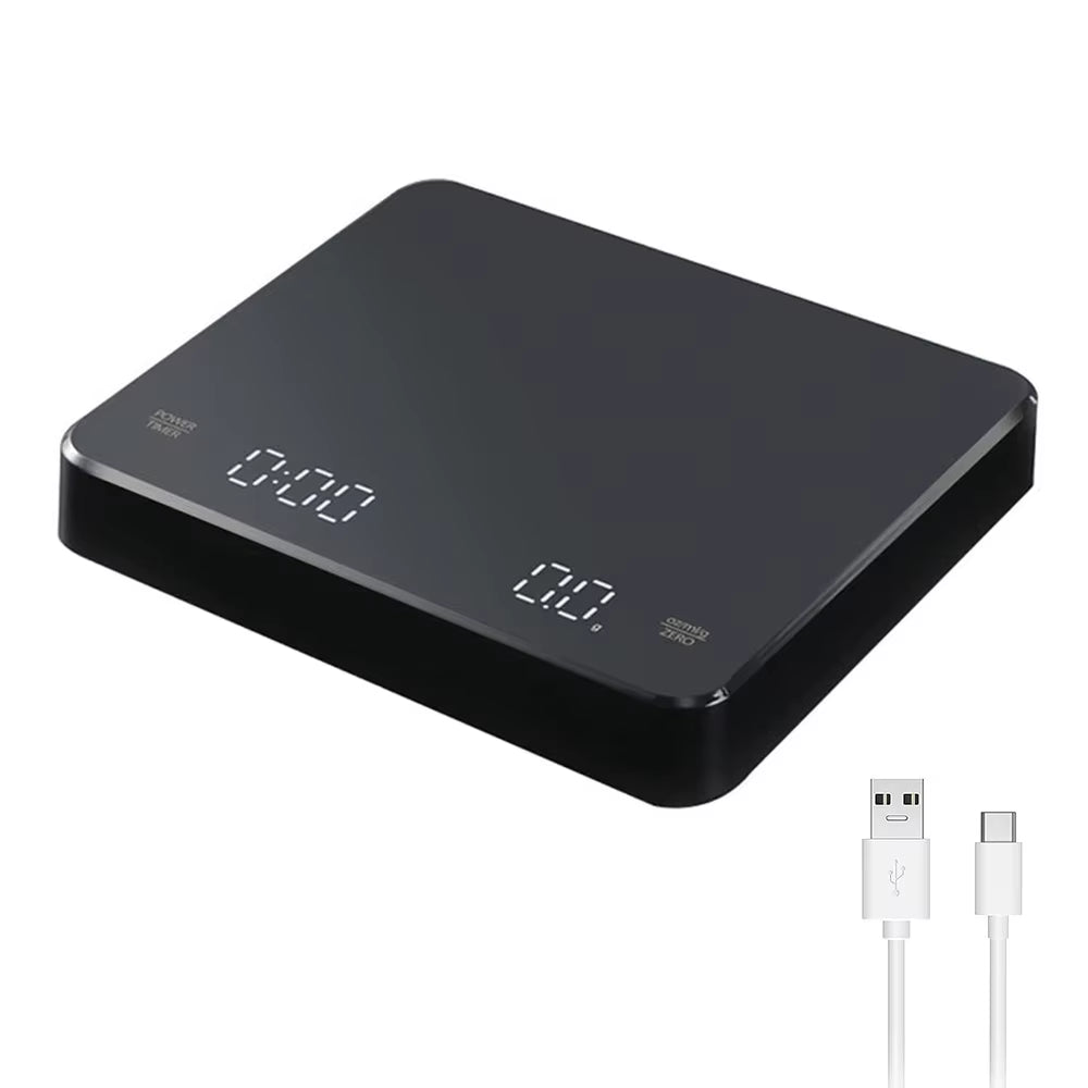 Digital Coffee Scale with Timer LED Screen Espresso USB 3Kg Max.Weighing 0.1G High Precision Measures in Oz/Ml/G Kitchen Scale