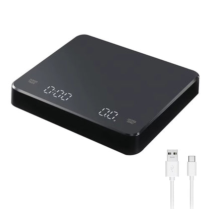 Digital Coffee Scale with Timer LED Screen Espresso USB 3Kg Max.Weighing 0.1G High Precision Measures in Oz/Ml/G Kitchen Scale