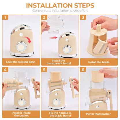 SUSTEAS Premium Stainless Steel Vegetable Chopper with 6 Versatile Blades and Strong Suction Cups - Effortless Chopping for Your Kitchen!