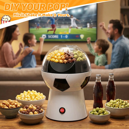 OSTBA 1200W Oil-Free Soccer Ball Hot Air Popcorn Maker - Electric 1-Touch Popper with Butter Melting Tray for Movie Night, Family Snacks
