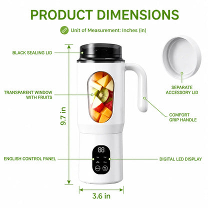 20OZ Lightweight Cordless Handheld Juice Blender for Kitchen Supplies, Usb-Rechargeable Battery-Powered Portable Home Juicer with LED Display, 22000 RPM Multi-Gear Ice Crush, Bpa-Free Self-Cleaning for Smoothies