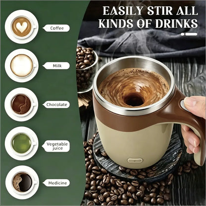 Self-Stirring Coffee Mug | Rechargeable Magnetic Automatic Mixing Cup | 350Ml 304 Stainless Steel Portable Travel Mug | Perfect Gift for Office, Home & Coffee Lovers