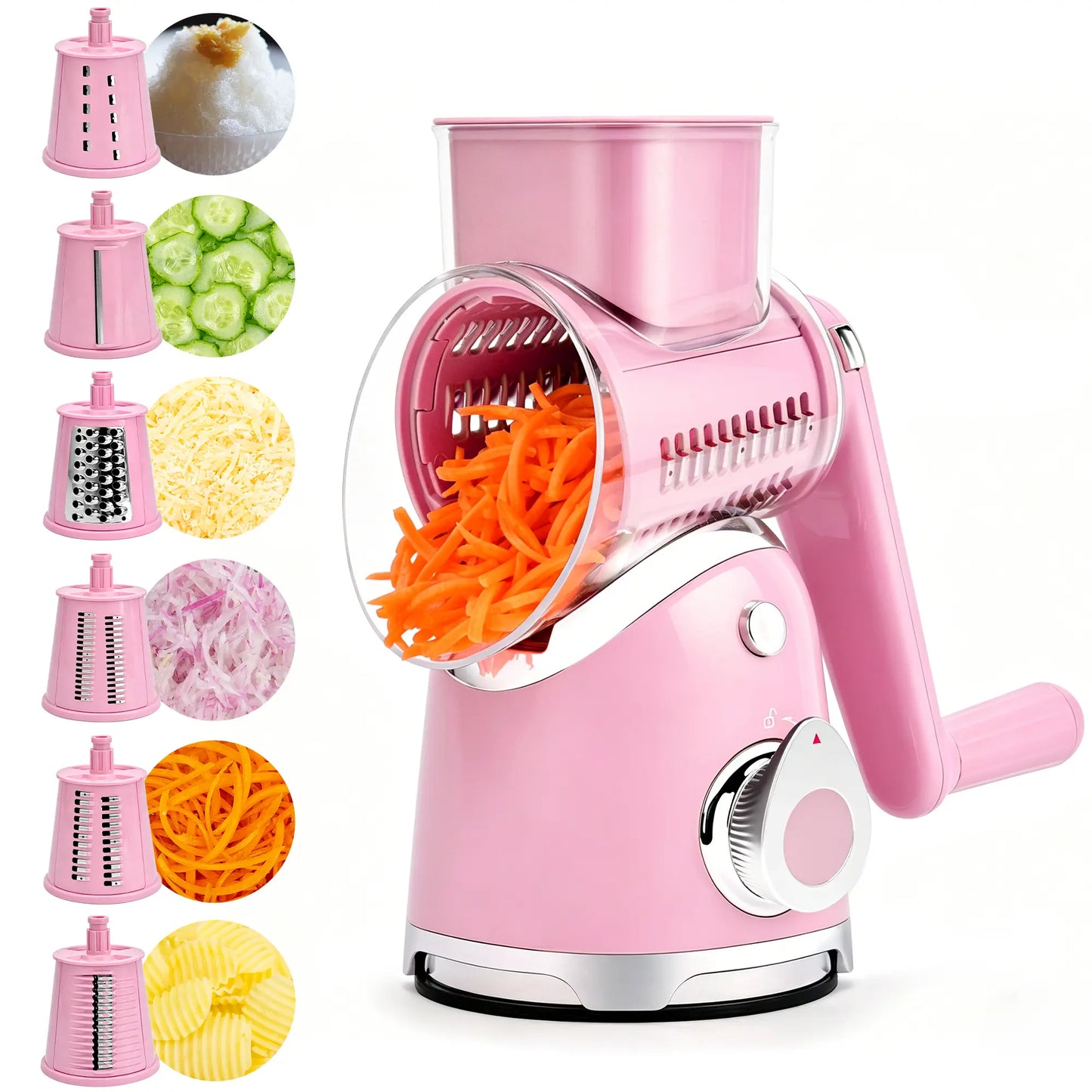 SUSTEAS Premium Stainless Steel Vegetable Chopper with 6 Versatile Blades and Strong Suction Cups - Effortless Chopping for Your Kitchen!
