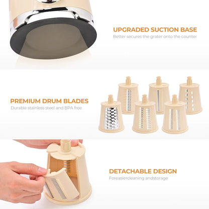 SUSTEAS Premium Stainless Steel Vegetable Chopper with 6 Versatile Blades and Strong Suction Cups - Effortless Chopping for Your Kitchen!