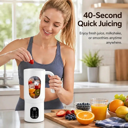 20OZ Lightweight Cordless Handheld Juice Blender for Kitchen Supplies, Usb-Rechargeable Battery-Powered Portable Home Juicer with LED Display, 22000 RPM Multi-Gear Ice Crush, Bpa-Free Self-Cleaning for Smoothies