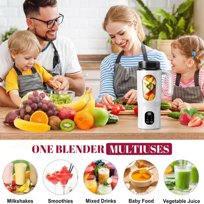 20OZ Lightweight Cordless Handheld Juice Blender for Kitchen Supplies, Usb-Rechargeable Battery-Powered Portable Home Juicer with LED Display, 22000 RPM Multi-Gear Ice Crush, Bpa-Free Self-Cleaning for Smoothies