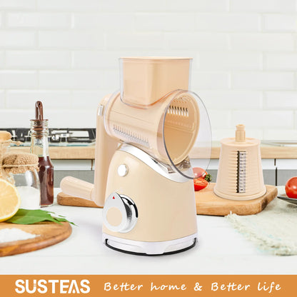SUSTEAS Premium Stainless Steel Vegetable Chopper with 6 Versatile Blades and Strong Suction Cups - Effortless Chopping for Your Kitchen!
