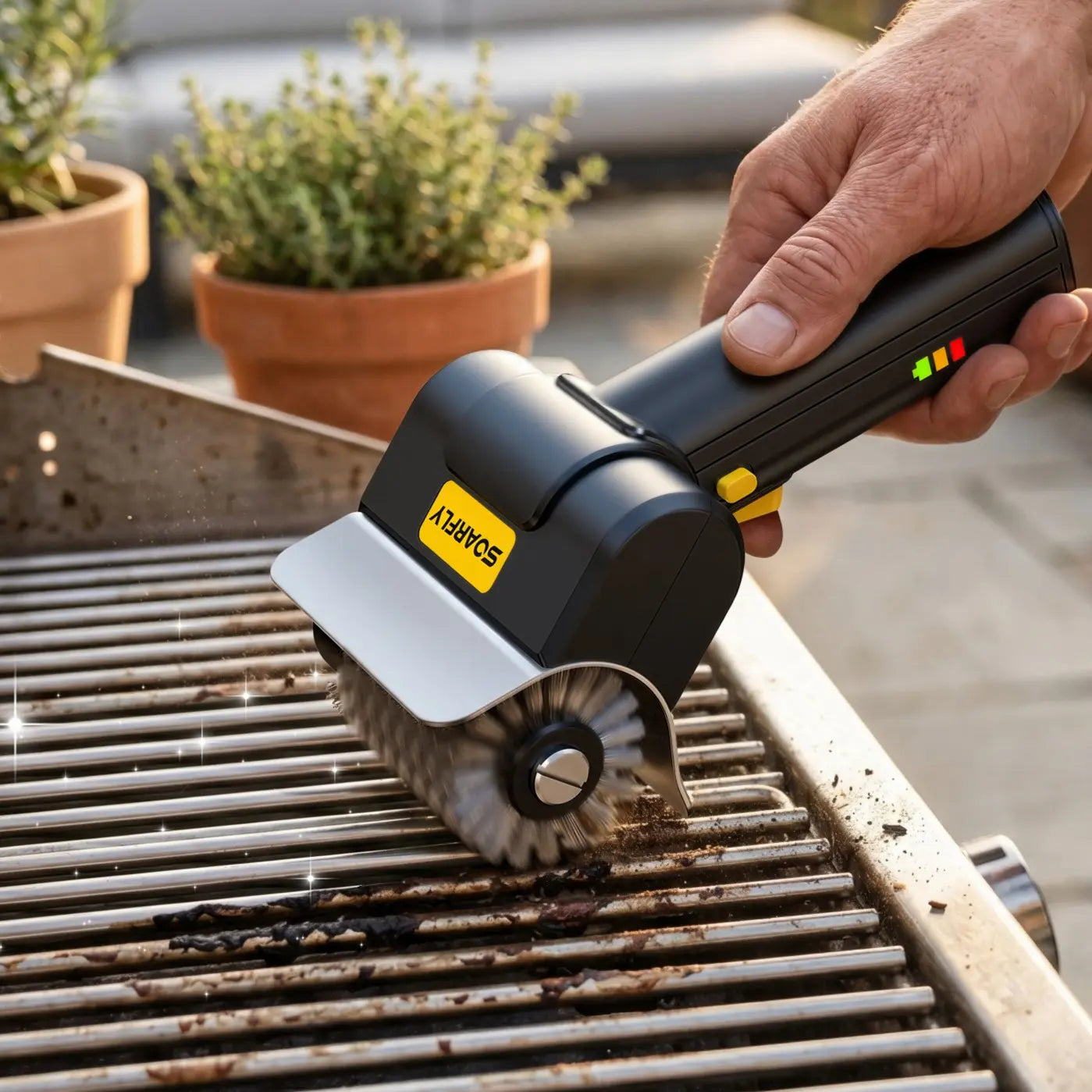 SOARFLY G9 Electric Grill Brush, Cordless Grill Cleaner with 600RPM Motor & Safety Locks, Includes Two 304 Stainless Steel Brush Heads, Compact Design for Narrow Spaces and Corners, Summerwins , Dealsforyoudays