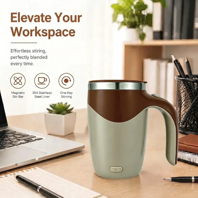 Self-Stirring Coffee Mug | Rechargeable Magnetic Automatic Mixing Cup | 350Ml 304 Stainless Steel Portable Travel Mug | Perfect Gift for Office, Home & Coffee Lovers