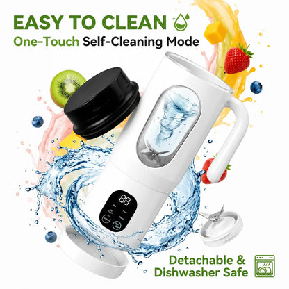 20OZ Lightweight Cordless Handheld Juice Blender for Kitchen Supplies, Usb-Rechargeable Battery-Powered Portable Home Juicer with LED Display, 22000 RPM Multi-Gear Ice Crush, Bpa-Free Self-Cleaning for Smoothies
