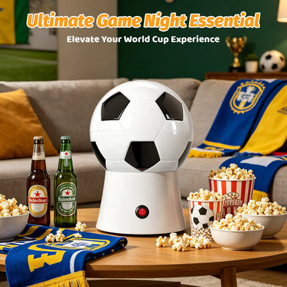 OSTBA 1200W Oil-Free Soccer Ball Hot Air Popcorn Maker - Electric 1-Touch Popper with Butter Melting Tray for Movie Night, Family Snacks