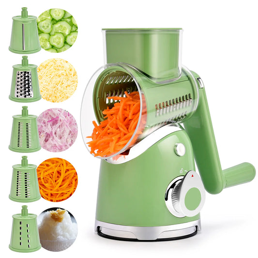 SUSTEAS Premium Stainless Steel Vegetable Chopper with 6 Versatile Blades and Strong Suction Cups - Effortless Chopping for Your Kitchen!