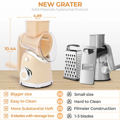 SUSTEAS Premium Stainless Steel Vegetable Chopper with 6 Versatile Blades and Strong Suction Cups - Effortless Chopping for Your Kitchen!